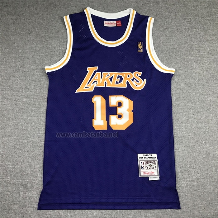 Camiseta Los Angeles Lakers Wilt Chamberlain #13 Mitchell & Ness 1971-72 Violeta